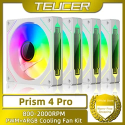 TEUCER-Ventilateur Prism4 Pro ARGB pour ordinateur gamer, kit de refroidissement CPU PWM, 4 broches, 120mm, 5V RGB, 12cm