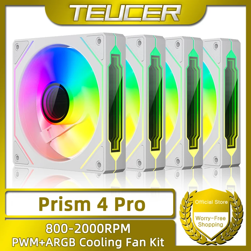 teucer pc case fan kit prism4 pro argb 120 mm 4pin pwm cpu ventiladores de refrigeracao 3pin 5v rgb 12cm gaming computer 01