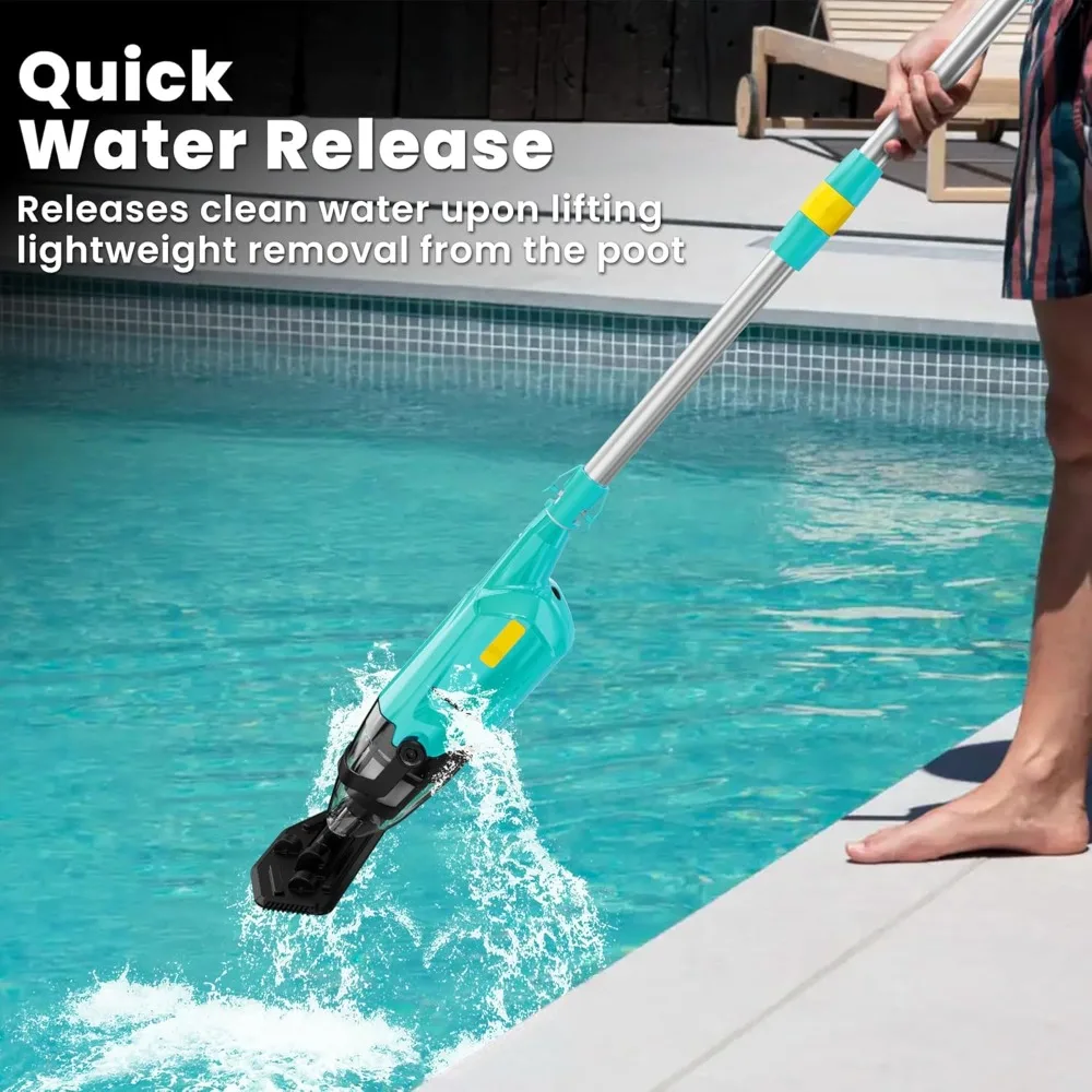 Pool Vacuum for Above Ground Pool, Cordless Handheld Rechargeable Pool Cleaner with Running Time Up to 60 Minutes for Sand and