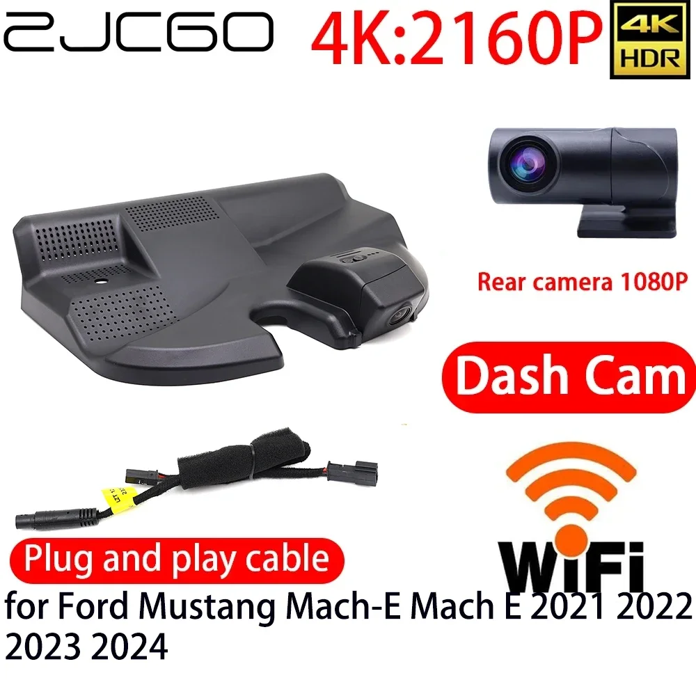 

ZJCGO 4K Car DVR Dash Cam Wifi Front Rear Camera 24h Monitor for Ford Mustang Mach-E Mach E 2021 2022 2023 2024