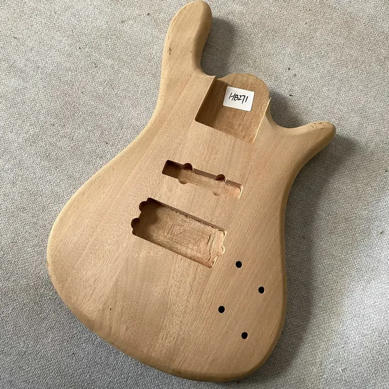 HB271 5-струнный электрический бас из массива красного дерева, натуральный, без красок, изогнутый корпус, задняя часть, близко к модели активных звукоснимателей WARWICK