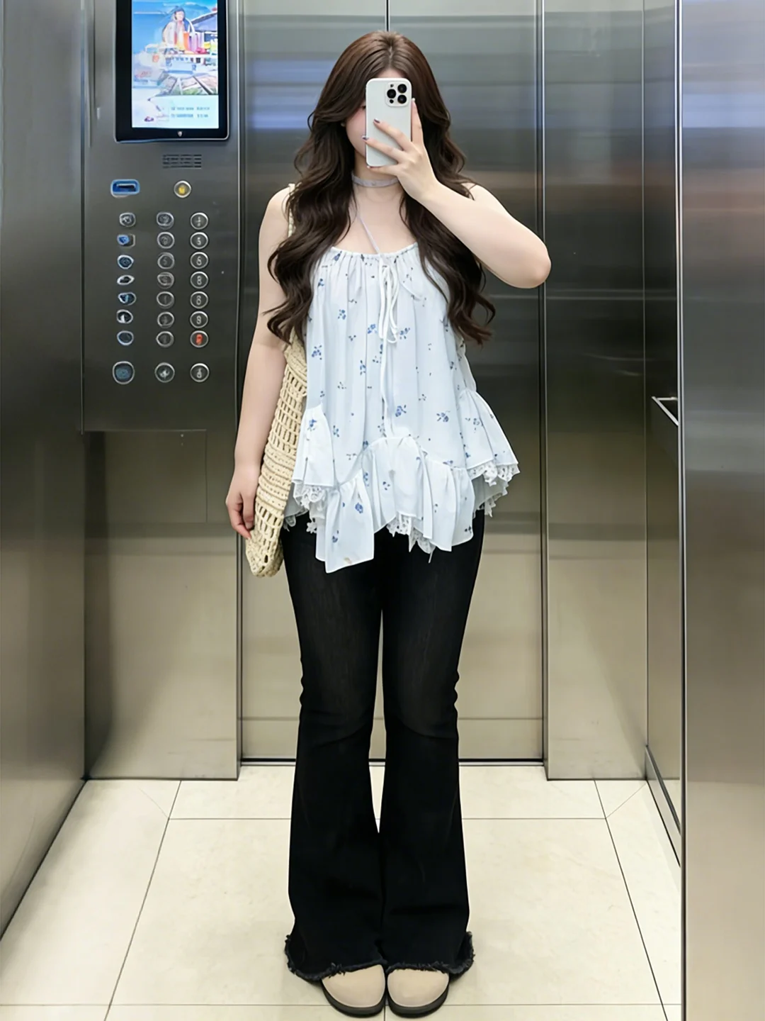 

Женские джинсы-клеш больших размеров с высокой талией, черные, с рваными краями, эластичные, утягивающие, длинные брюки, повседневные, весна-лето