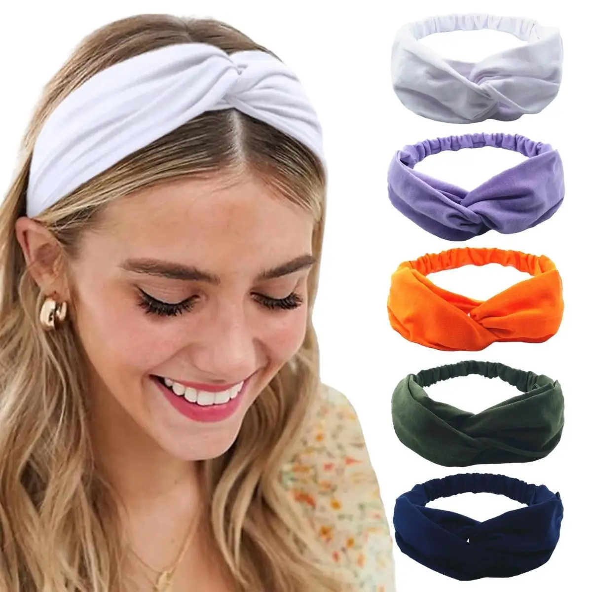 Cotton Twist Headbands for Women Knot Elastic Hairbands Sport Yoga Head Bands Makeup Spa Headwrap Bandage Girls Hair Accessories