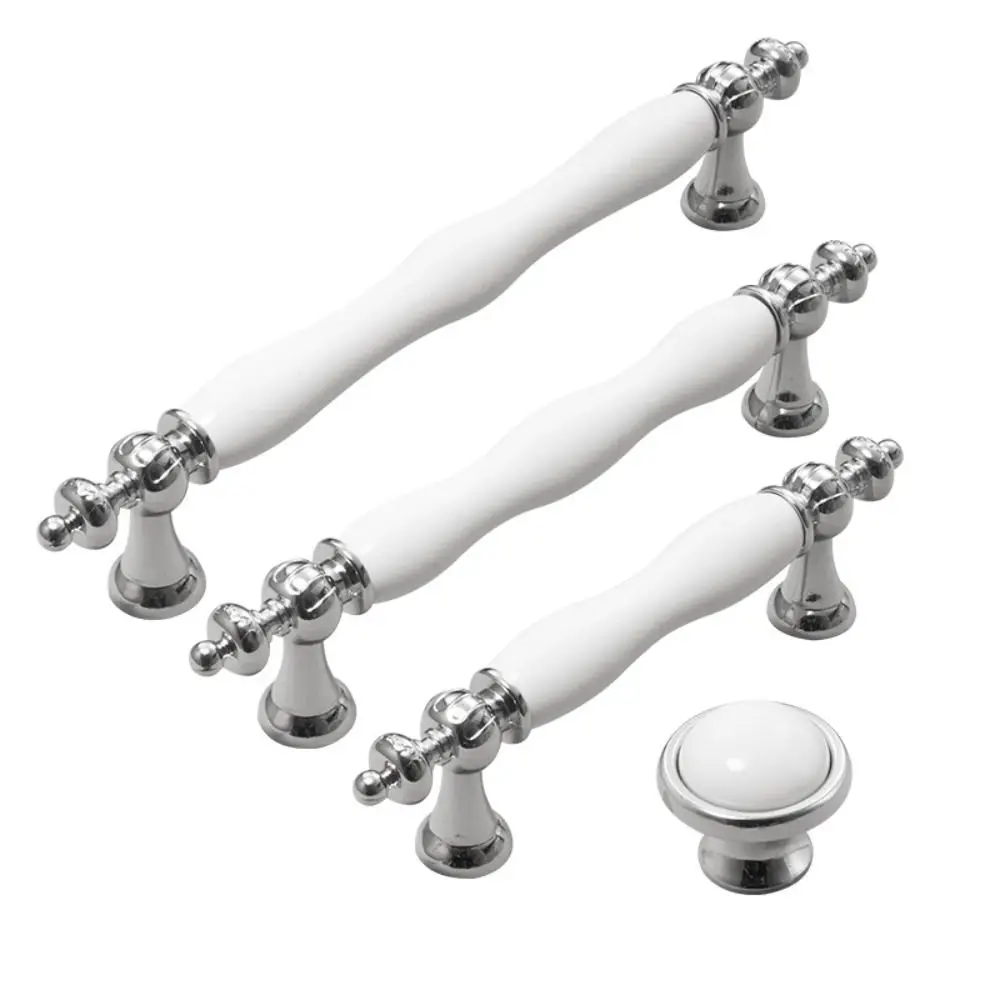 Modern Ceramic Cabinet Door Handles Light Luxury Gold Silver Drawer Handle Minimalist Ceramic Material Furniture Handles
