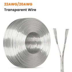 1m-80m 22AWG 20AWG LED Strip Light Welding Electric Wire 2Pin Audio Electronic Toy DC Power Transparent Parallel Copper Cable