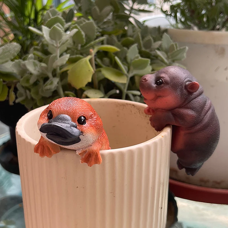 

Creative Resin Animal Edge-Hanging Ornaments, Mini Otter, Hippo & Platypus, Cute Home Desktop Decor Crafts
