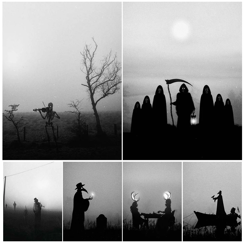 The Beak Doctor On The Ferry Abstract Wall Art Canvas Print Death Group&Fiddler Of The Dead Gothic Art Poster Print Home Decor