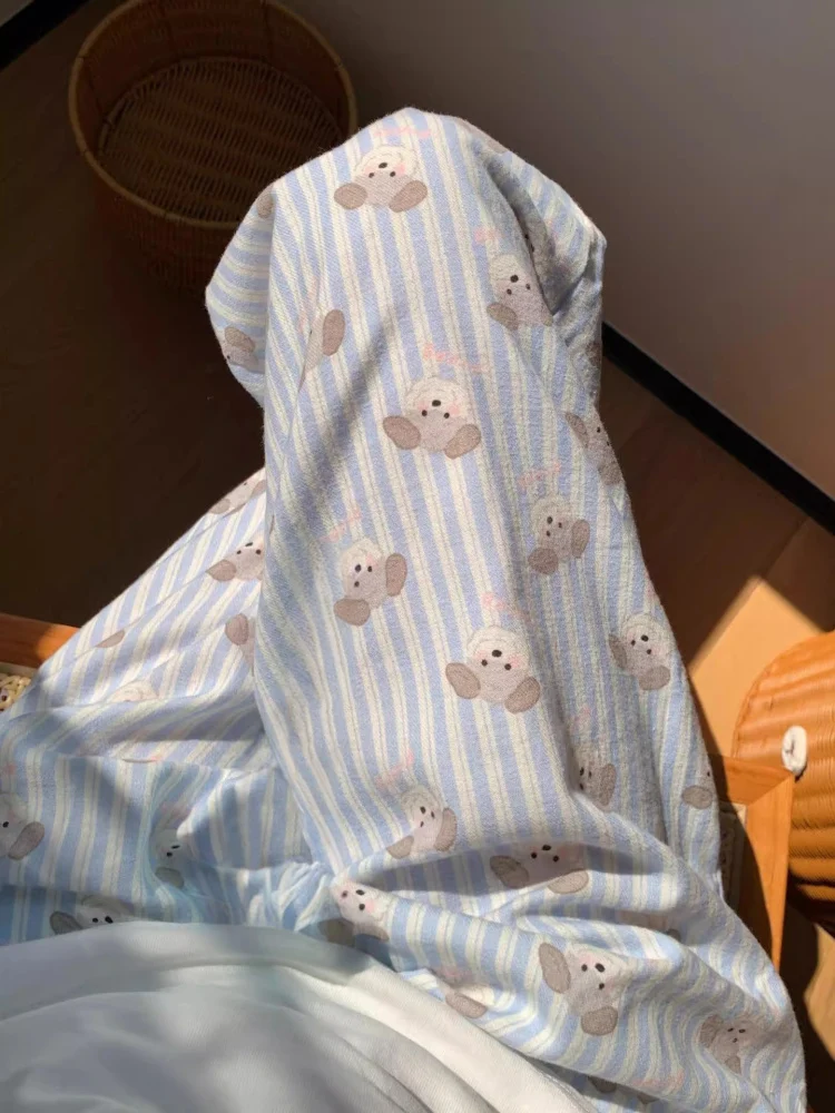 

Summer Cartoon Dog Stripe Spwear Loose Comfortable Casual Home Pants High Waist Long Cotton Fabric Youth Fem Home Leisure