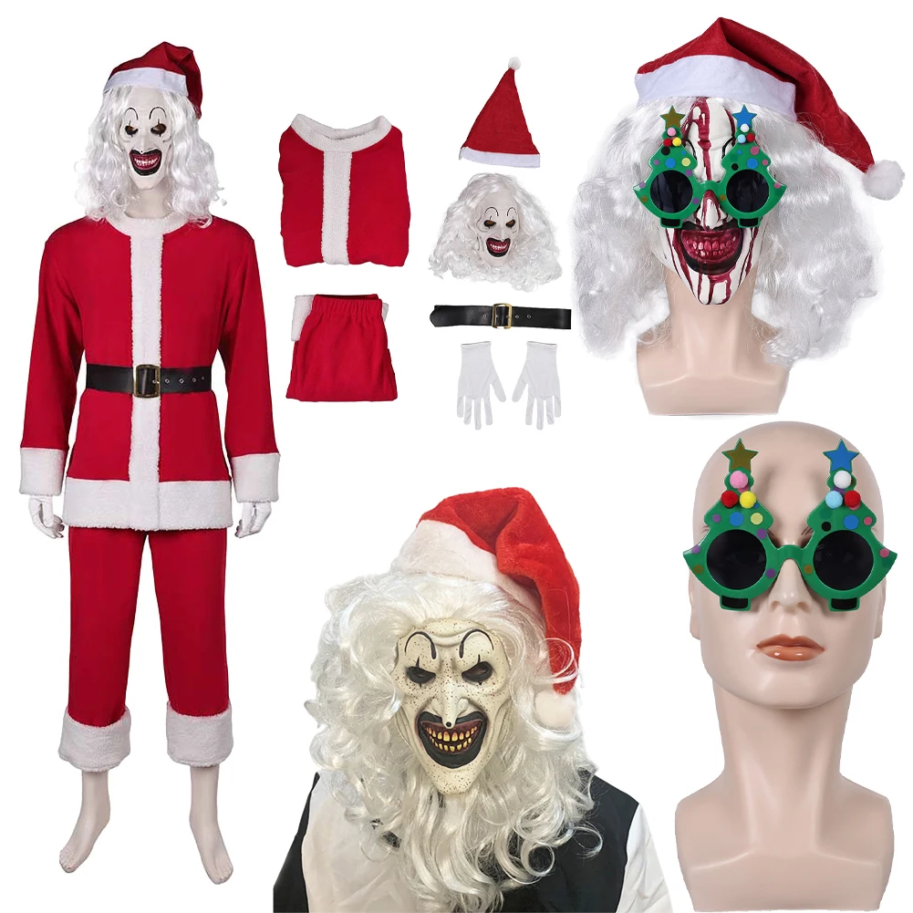 المرعب 3 الخيال الفن مهرج تأثيري فانتازيا تمويه سانتا كلوز قناع تنكري القبعات الدعاوى وتتسابق حفلة كرنفال الهالوين