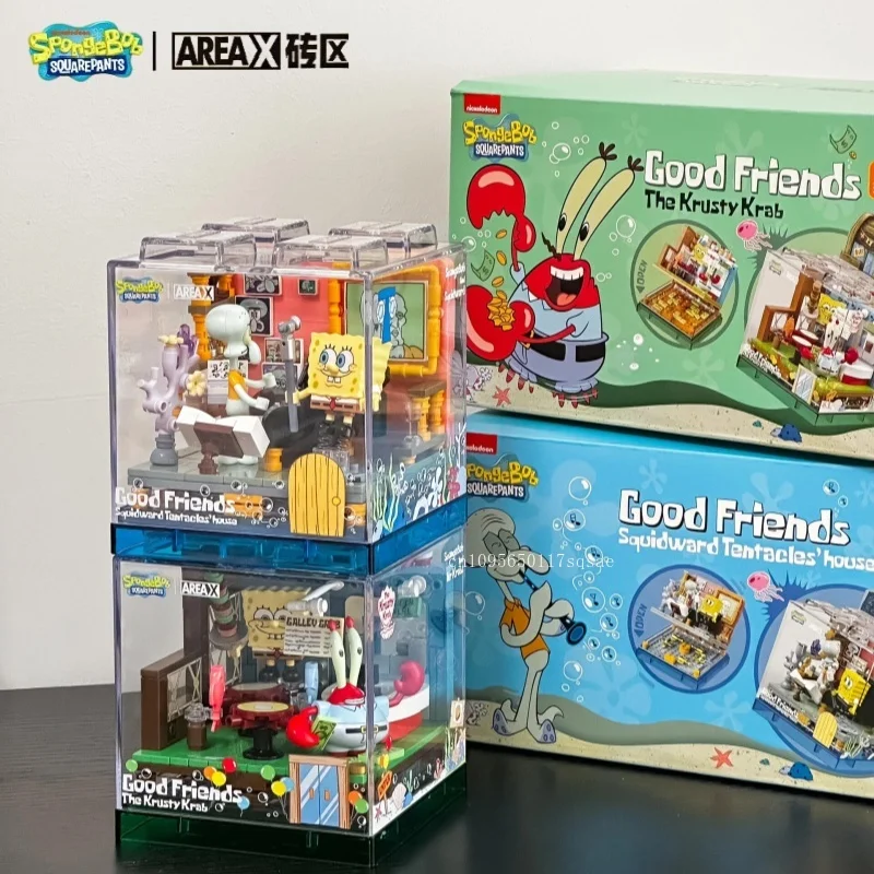 Areax Bob l'éponge blocs de construction boîte chambre modèle jouet Patrick Star maison bureau décoration vacances Surprise cadeaux pour les enfants