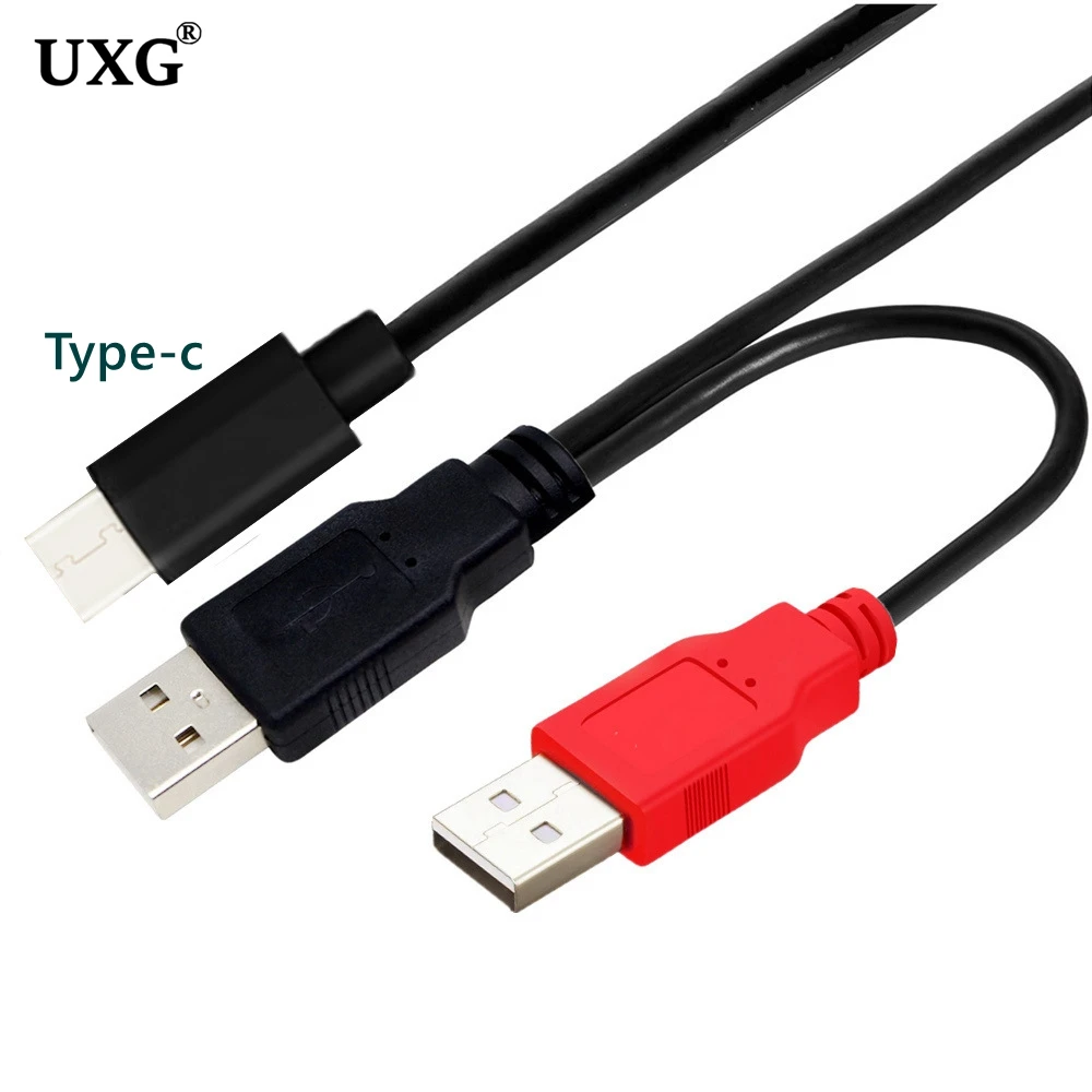 For Mobile Hard Disk Printer Y Type Data Cord Double Head USB-B USB 2.0 Micro Mini 5pin Type-c External USB Power Supply Cable