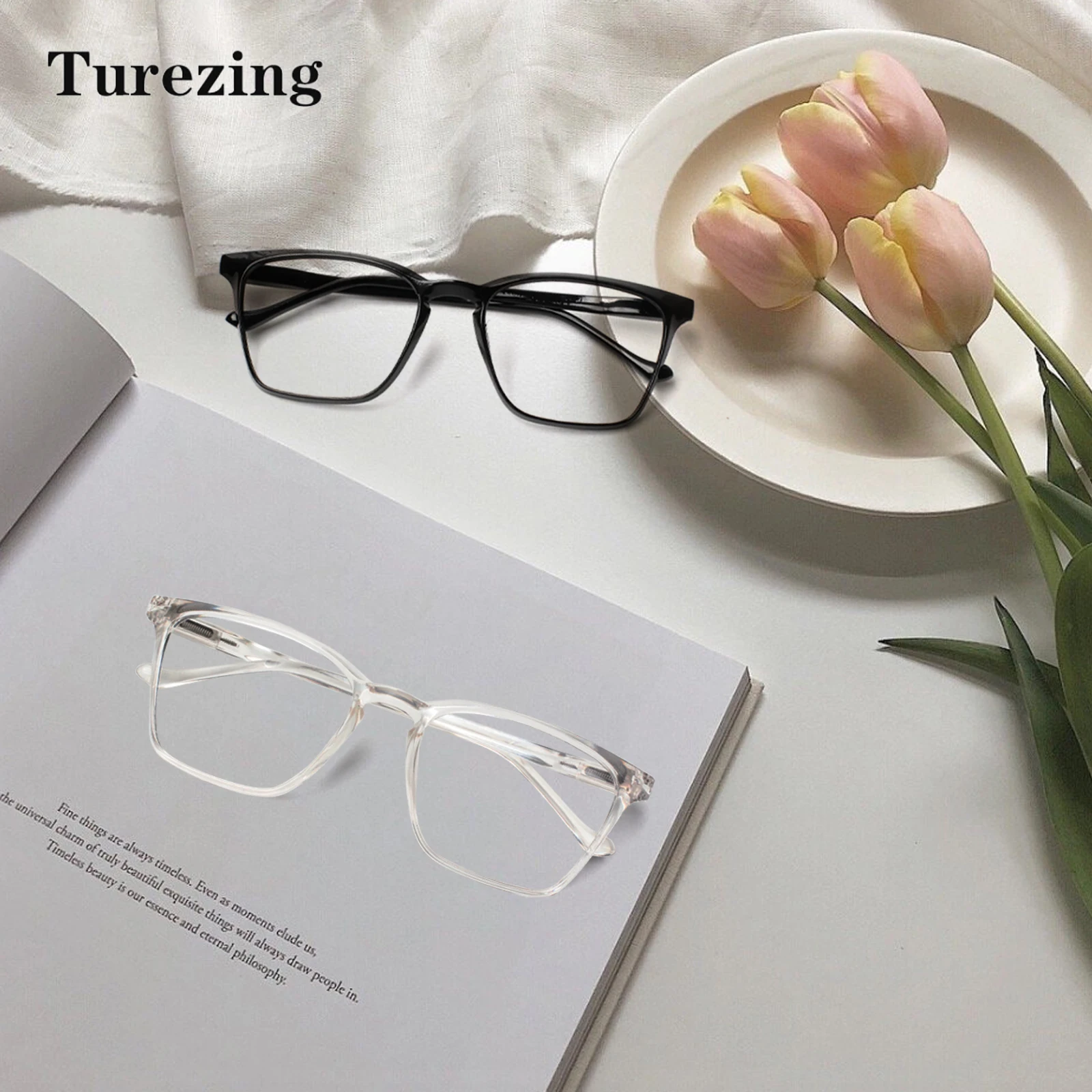 

TUREZING Reading Glasses for Women Rectangular HD Lenses Office Gaming Lightweight Comfortable Prescription Eyewear for Men