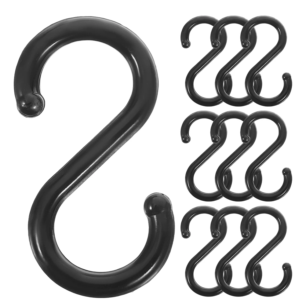 

S Shape Closet Coat Black Plastic Hangers Storage Organizer Anti Slip Multi Functional Hanging Holders for Kitchen Wardrobe