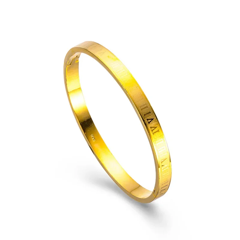 Fine Jewelry Real Gold Color Roman Digital Bracelet Not Fade Wedding Engagement Christmas Jewelry Bangles Gifts