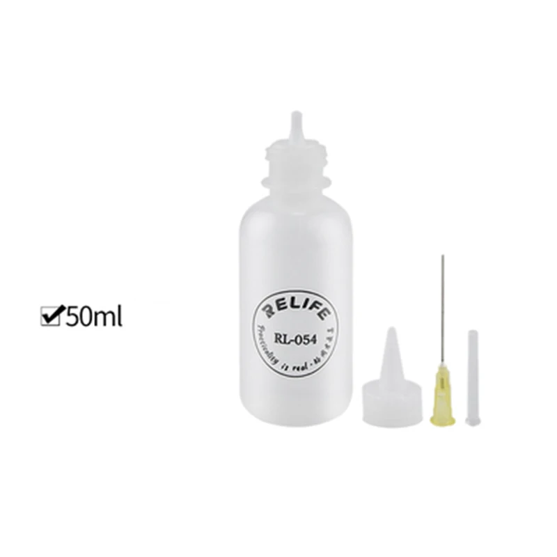 

RL-054 50ML Needle Type Empty Plastic Bottle Phone Repair Squeeze Bottle for Alcohol Soldering Flux Rosin Dispenser With