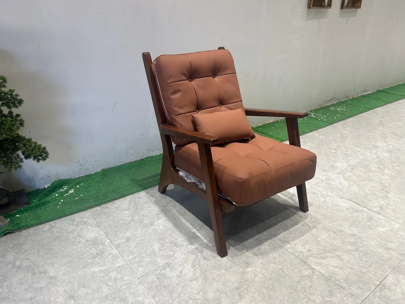 Solid Wood Executive Armchair with Upholstered Cushions Commander Sofa Chair in Congo Rosewood
