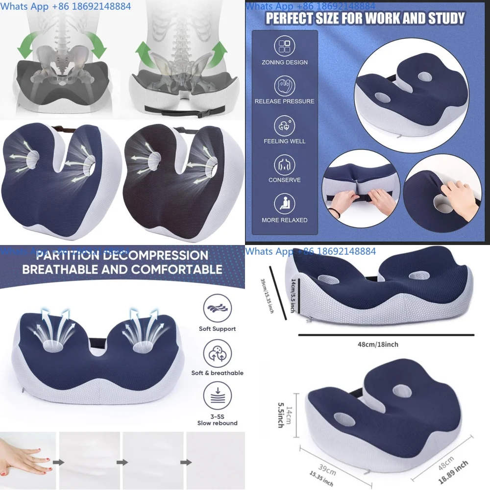 

Thickened Memory Foam Cushion Breathable Anti Slip Seat Pad for Office Use