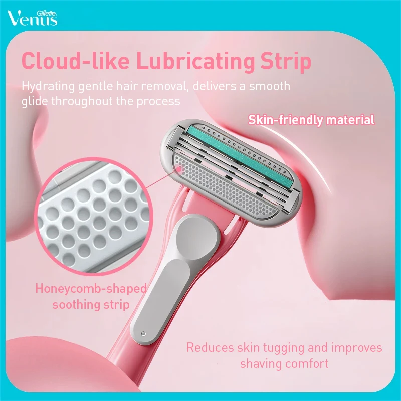 Gillette Venus Tropical Mini Pink Razor 1pcs Cloudsense Lubrication Strip with 3 Floating Blades