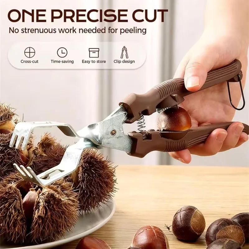 Multifunctional Chestnut Peeler Pliers 2 in 1 Chestnut Burr Remover Cross Opening Chestnuts Cutter Kitchen Nut Shelling Tool