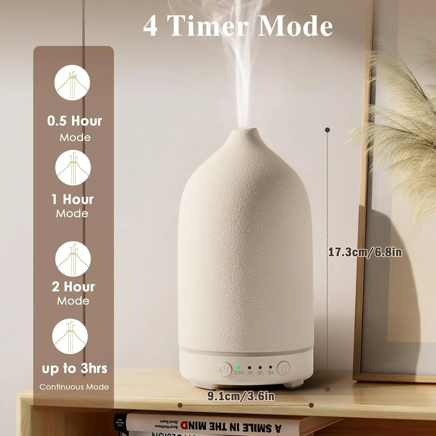 Ceramic Diffuser 100ml Essential Oil Diffusers  Aromatherapy Ultrasonic Humidifier Timer 7 LED Colors  Lights For Home Office