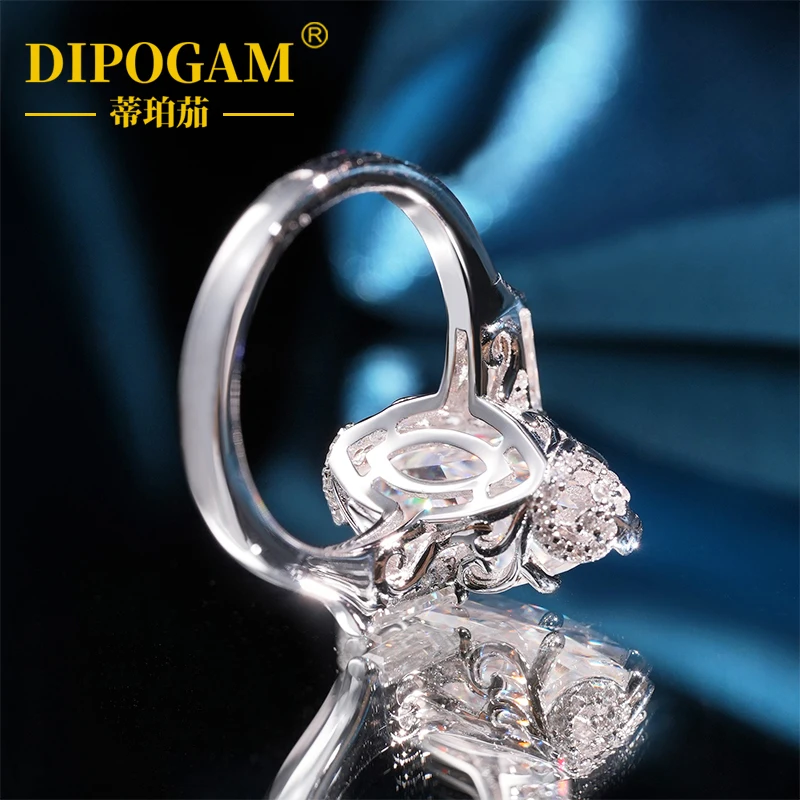 S925 الفضة النقية Marquess الحصان العين قطع مويسانيتي الإناث المشاركة الزفاف موضة زوجين خاتم مخصص فاخر #6