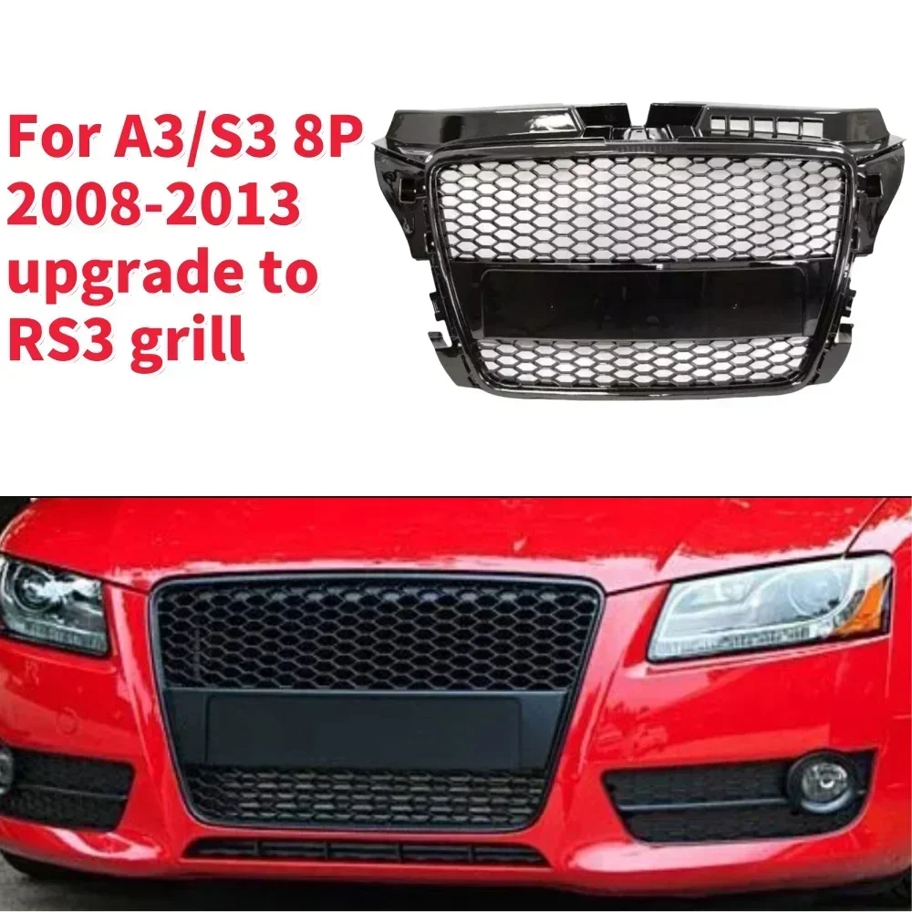 

For RS3 Style Front Sport Hex Mesh Honeycomb Hood Grill for A3/S3 8P 2009 2010 2011 2012 2013 New