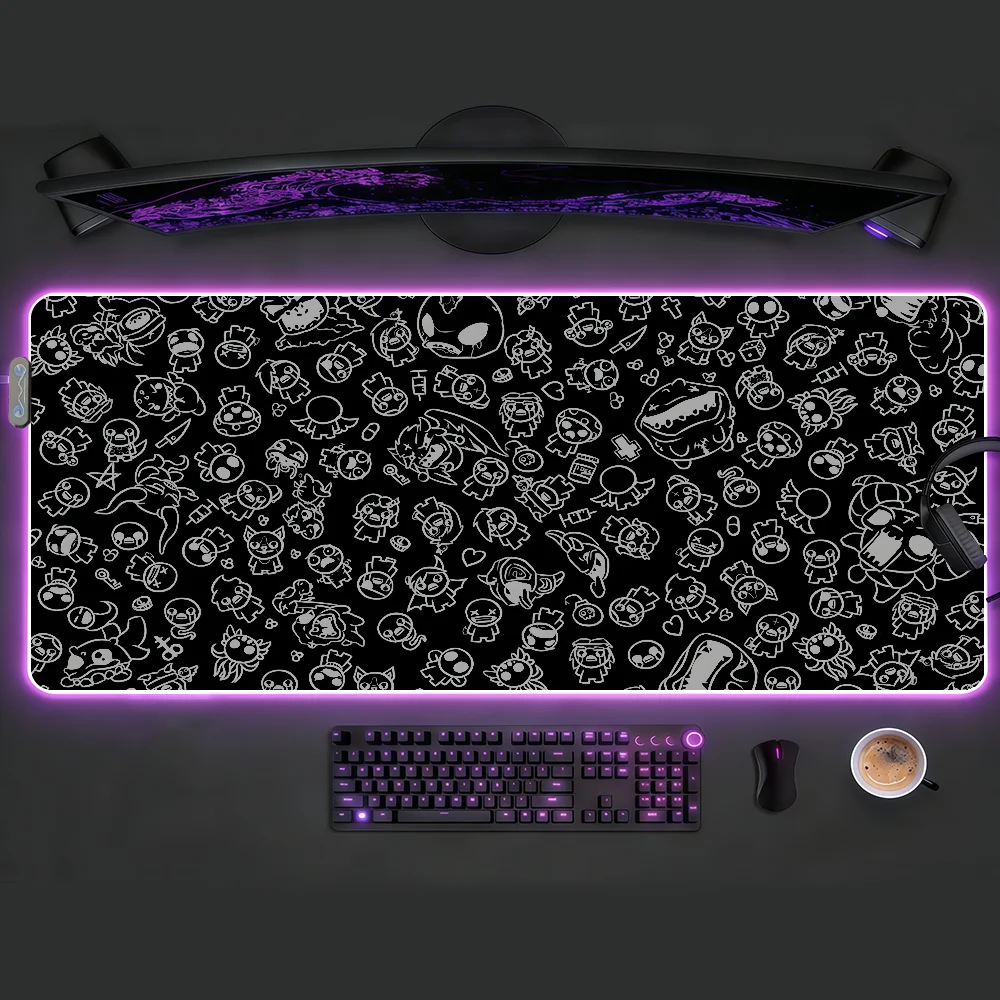 

The B-BindingS Of I-IsaacES Mouse Pad RGB LED Non-slip Desk Mat Rubber Gaming Accessories XXL Computer Office Keyboard Carpet