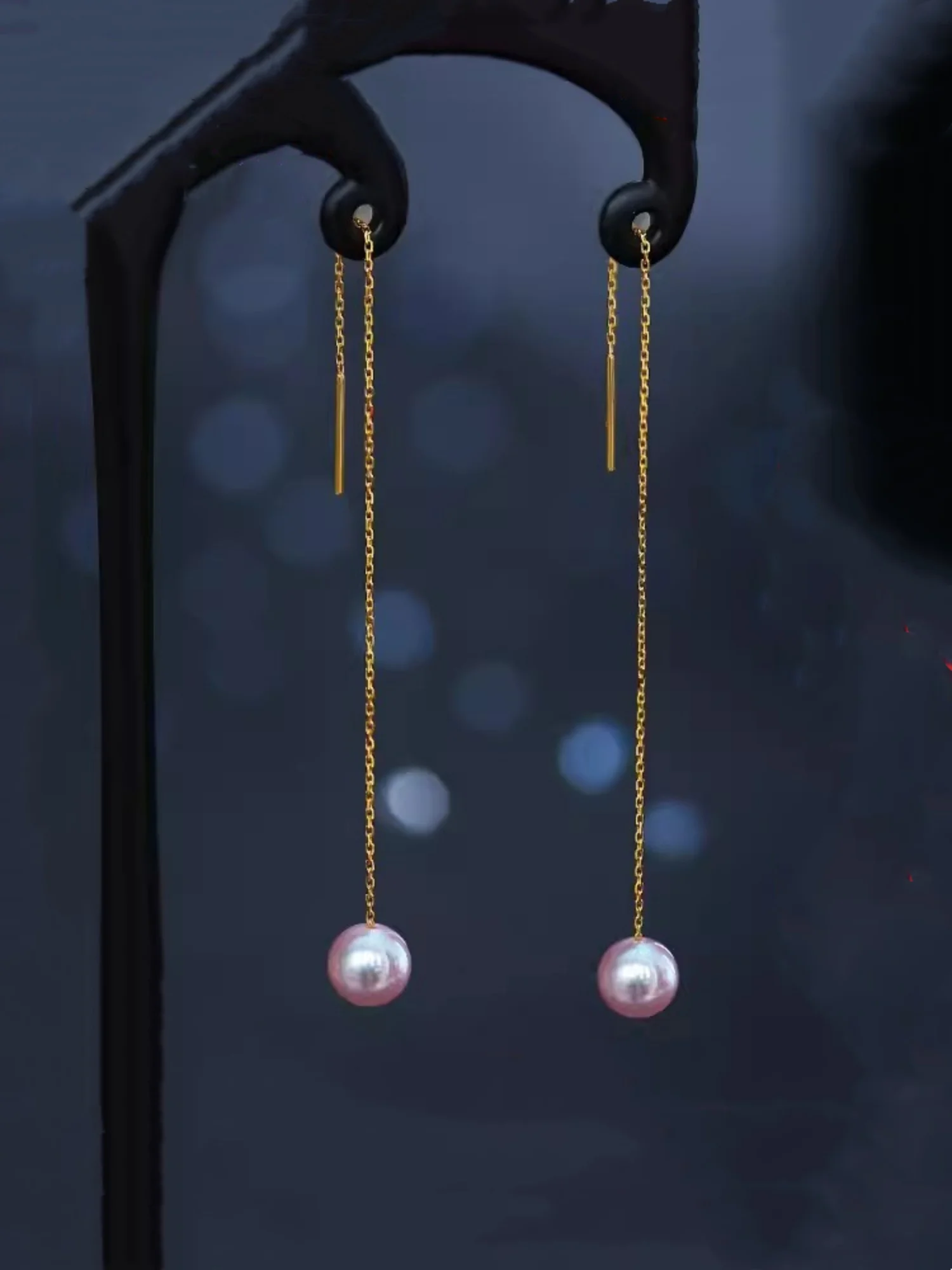 Upscale Jewelry Pure 18K Gold Natural Freshwater Pearl Earline Au750 Women's Earrings Commemorative Day Exquisite Gift EC1056
