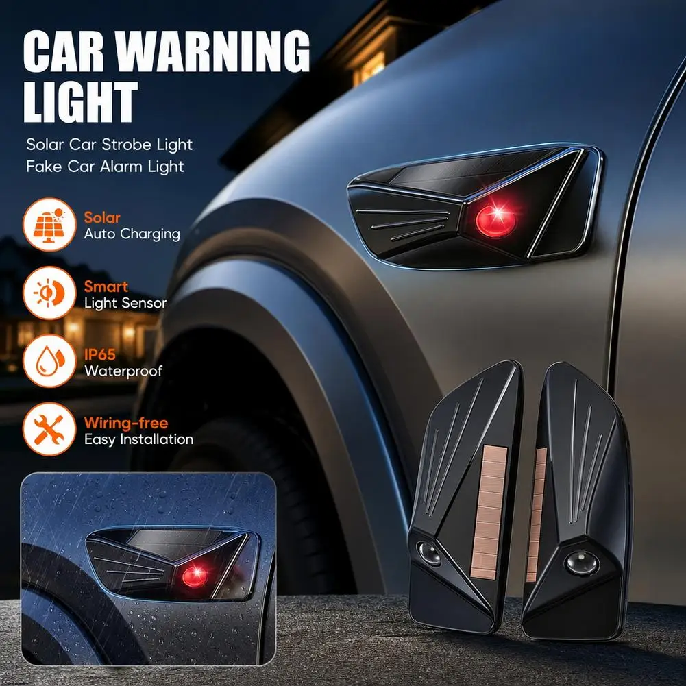 Car LED Solar Sentinel Mode Light Anti-Theft With Leaf Board Protective Cover New Solar Powered Simulation Sentinel Light