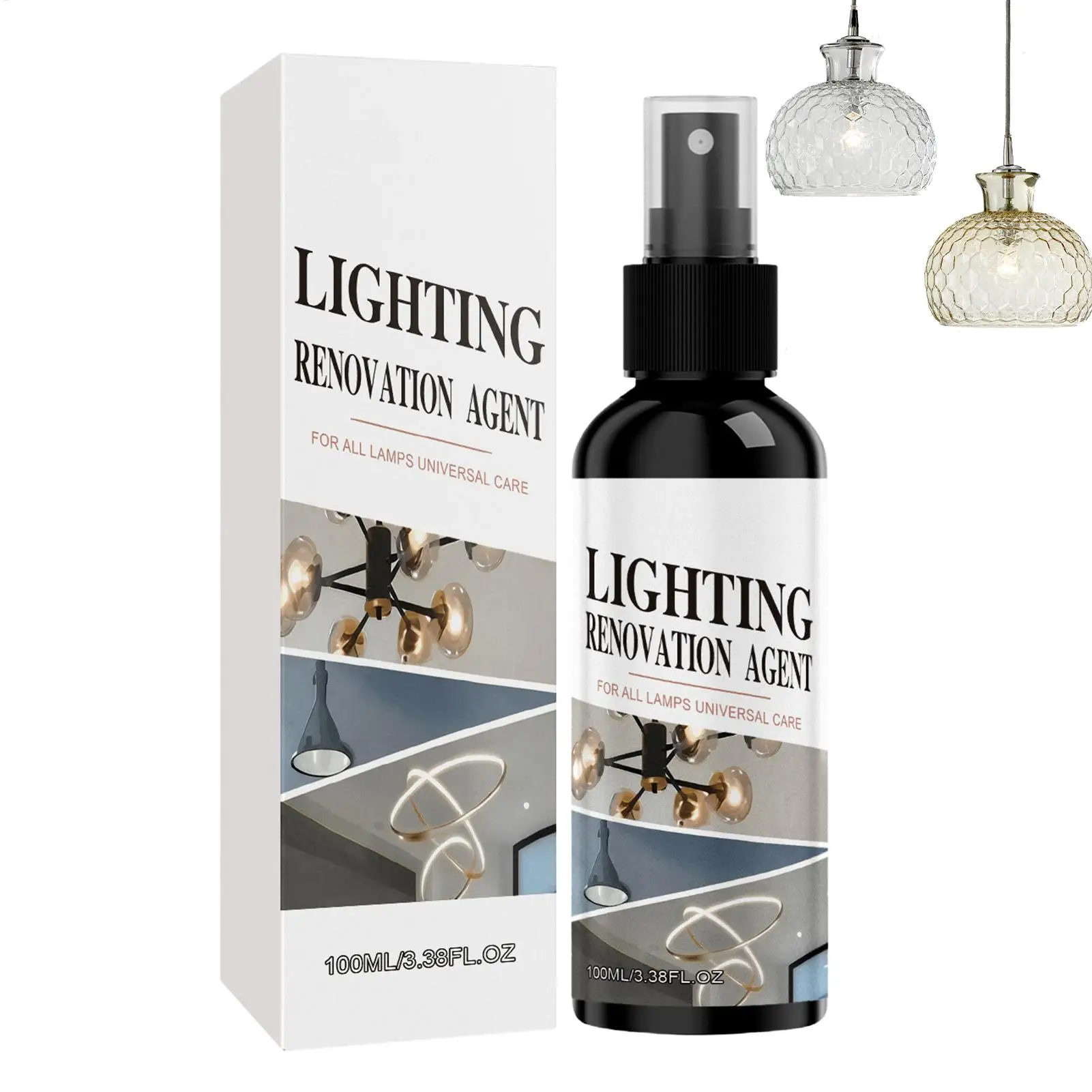 100ml Chandelier Cleaner Spray Streak-Free Crystal Glass Light Fixture Cleaning Dust Removal Restores Shine for Lamps Home Clean