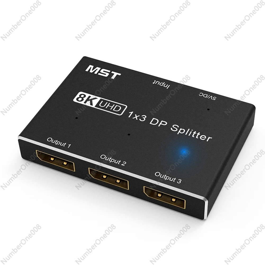 

Displayport 8K 1X3 DP Splitter 8K60Hz 4K120Hzz MST SST Hub Multi Monitor Splitter with Extended Display and Mirror Mode