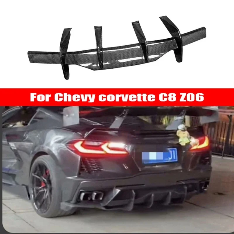For Chevy corvette C8 Z06 2020+ Carbon fiber Diffuser rear bumper diffuser spoiler rear lip Shunt Car parts upgrade body kit