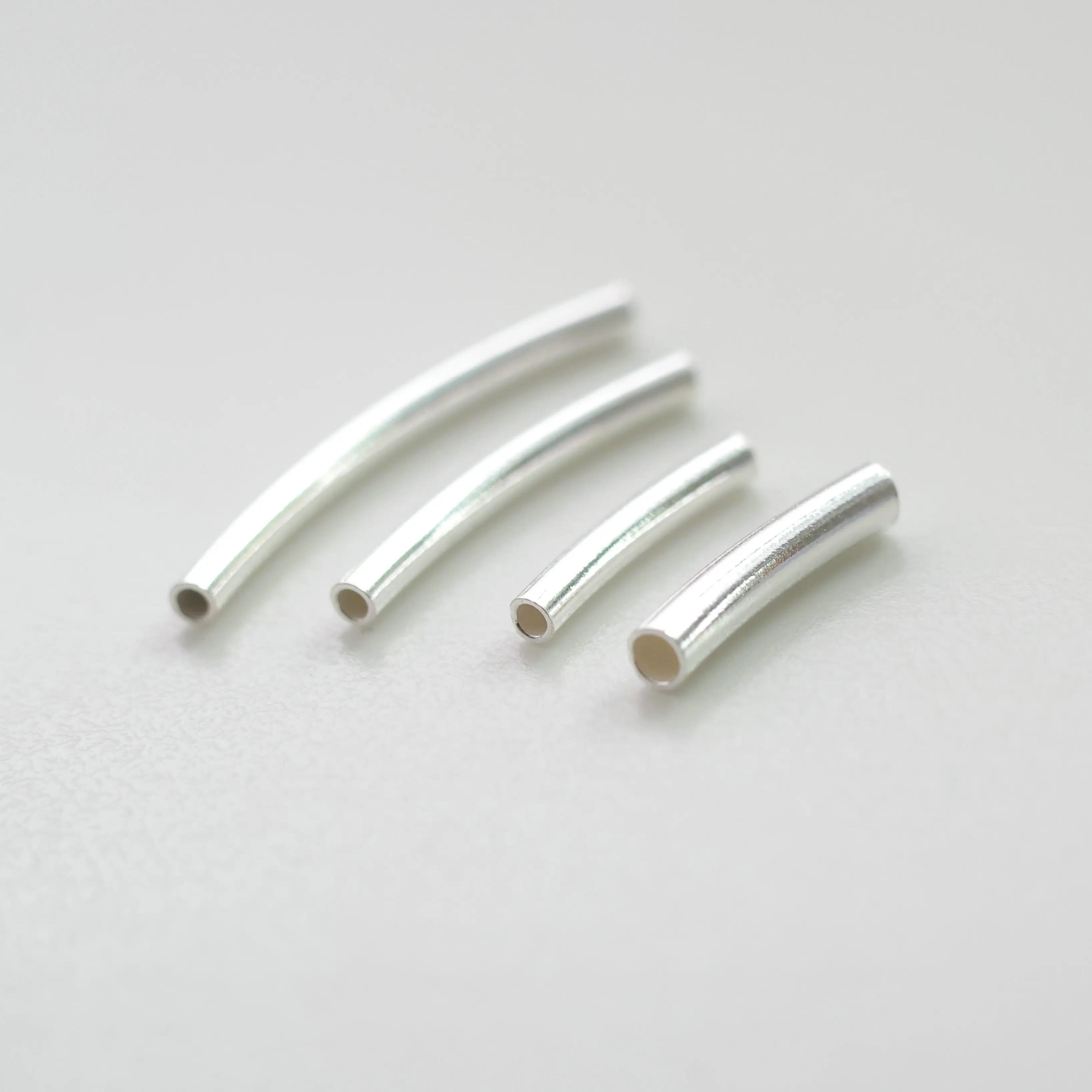 5PCS 100% Solid 925 Sterling Silver Crooked Spacer Tube Beads for DIY Fine Jewelry Finding JQ0032