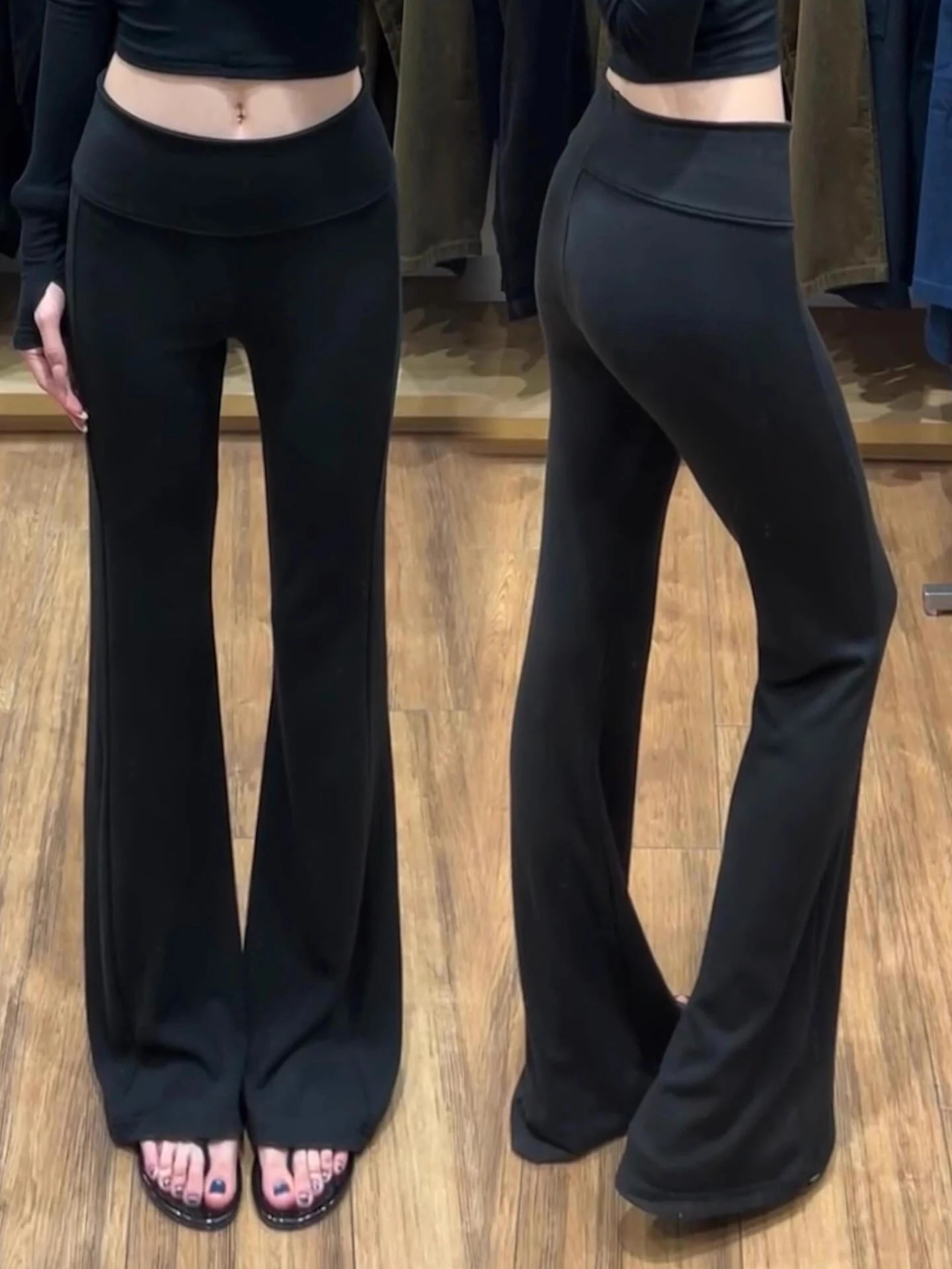 

American Sle High Waist Yoga Pants Women's Micro Flared Trousers Slimming Elastic Casual Pants Autumn New Arrival