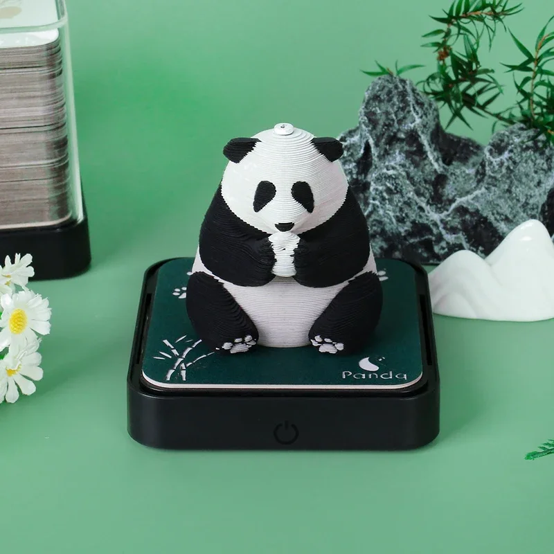 Panda Desk Calendar Omoshiroi Block 2025 Calendar 3D Notepad