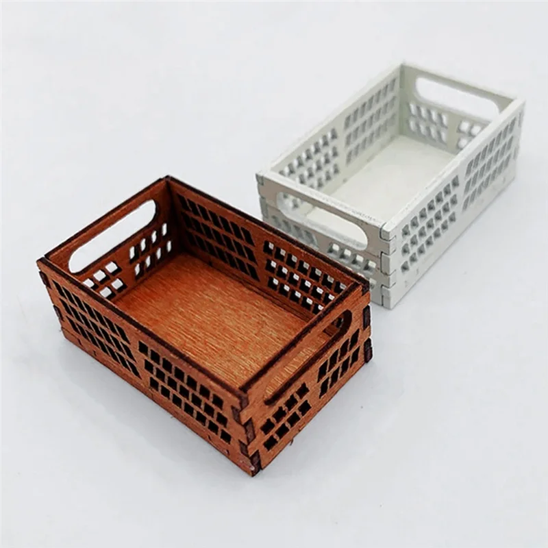A88X Plaything Miniature Wooden Cake Shelf Storage Box/Basket With Cake Shelf Storage Box Plaything Scene Decor Accessories Whit