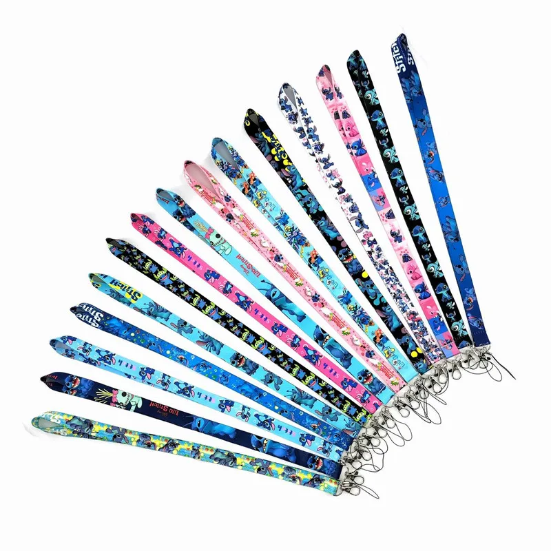 10PCS Cartoon Stitch Mobile Phone Lanyard Keychain For ID Card Gym USB Badge Holder Car Key Neck Wrist Band Anti-lost Strap