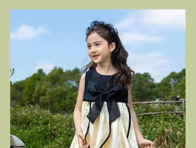 Korean Fashion Summer Cute Party Dress Girls Kawaii Chic Sweet New Bady Robe Femme Elegant Fashion Grace Chic Children's Clothes