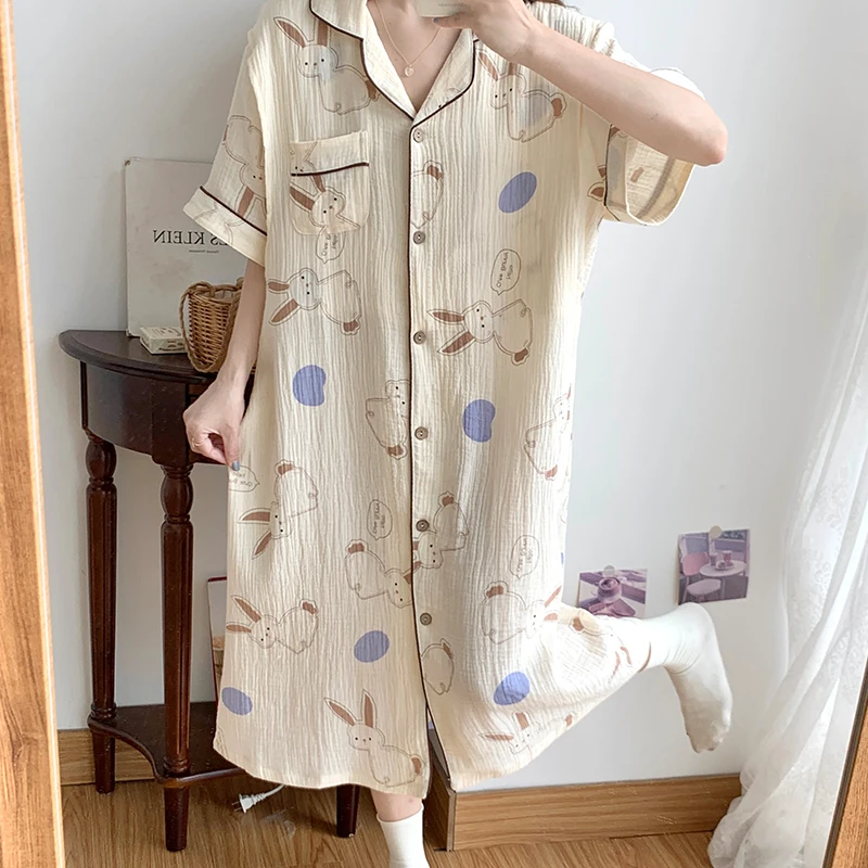 100% Cotton Maternity Nursing Night Dress Loose Breastfeeding Sleepwear Clothes for Pregnant Women Pregnancy Home Hospital Wear