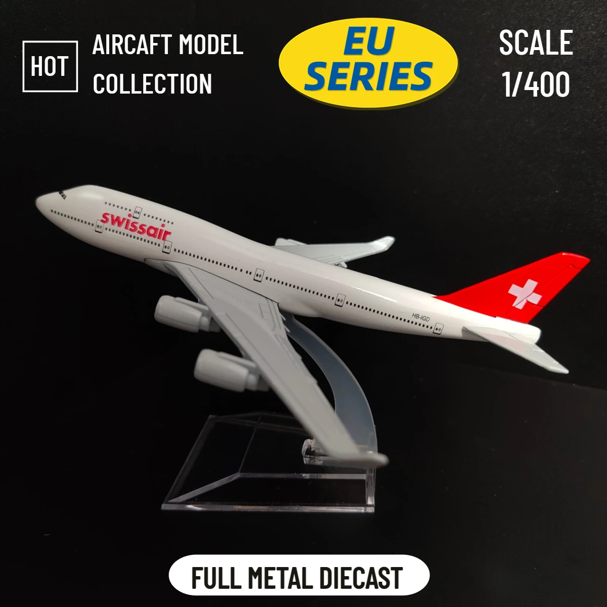 Scale 1:400 Metal Aviation Replica Swissair B747 Airlines Boeing Airbus Airplane Model Diecast Aircraft Miniature Toy for Boys