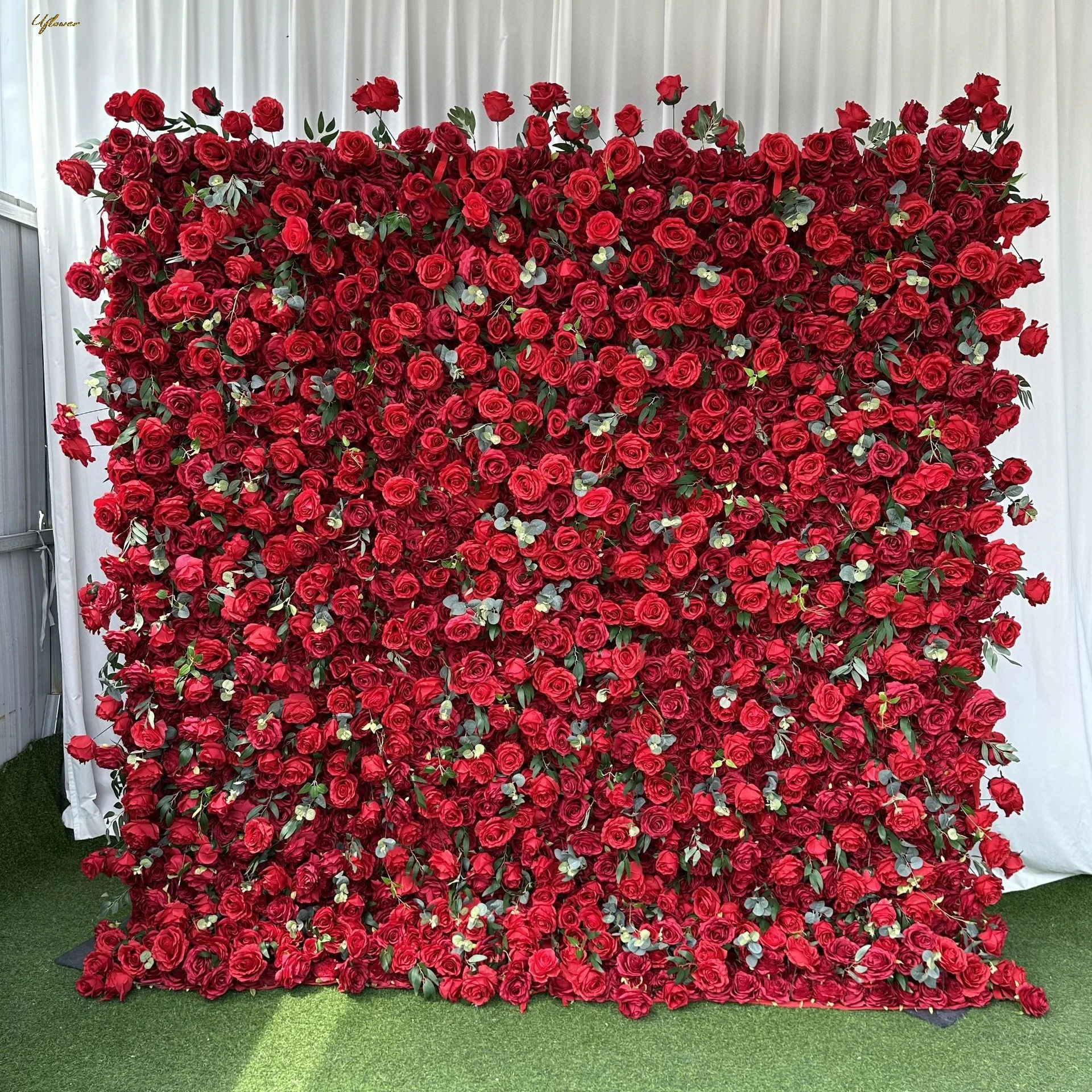 Luxury Wedding Red Rose 5D Artificial Flower Wall Floral Arch Flower Row Backdrop Event Party Props Flower Floral Arrangement