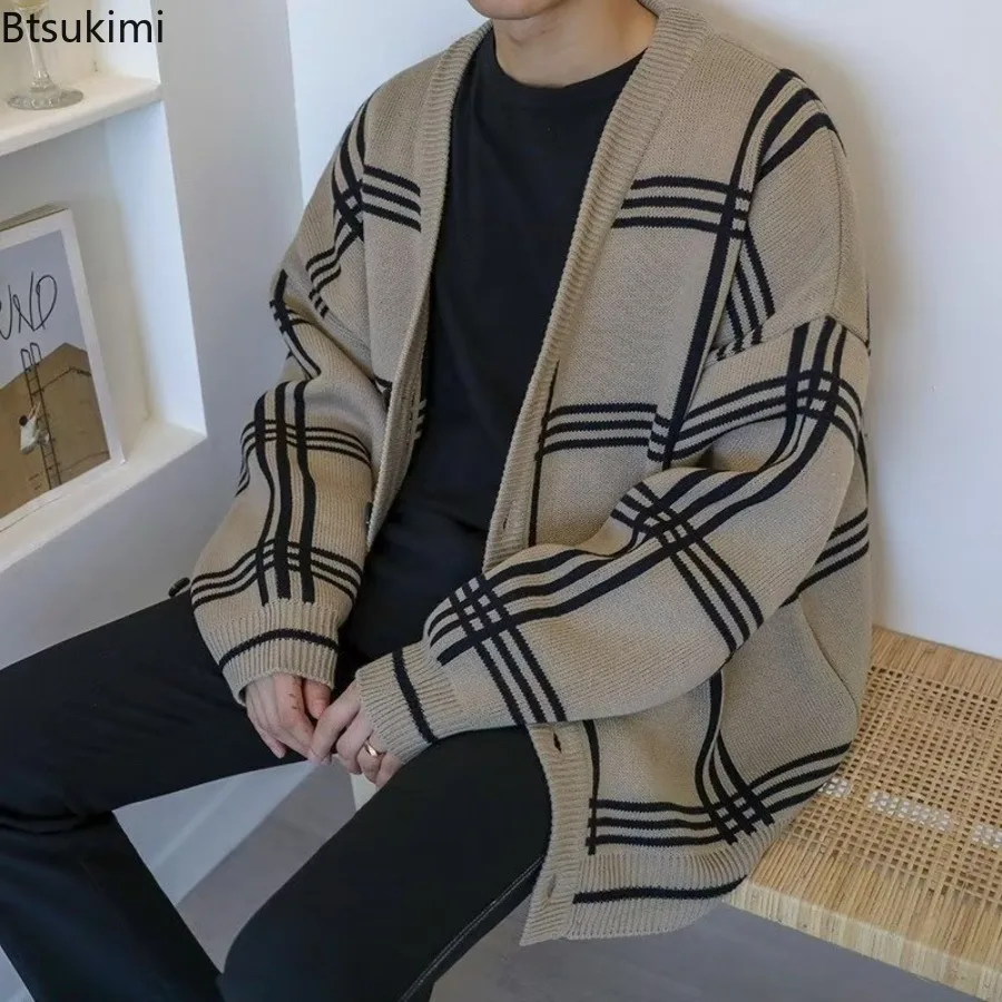 Men's Knitted Cardigan Jacket 2025 Spring and Autumn New Casual Trend Versatile Outdoor Sweater Jacketcoat Male Street Clothing
