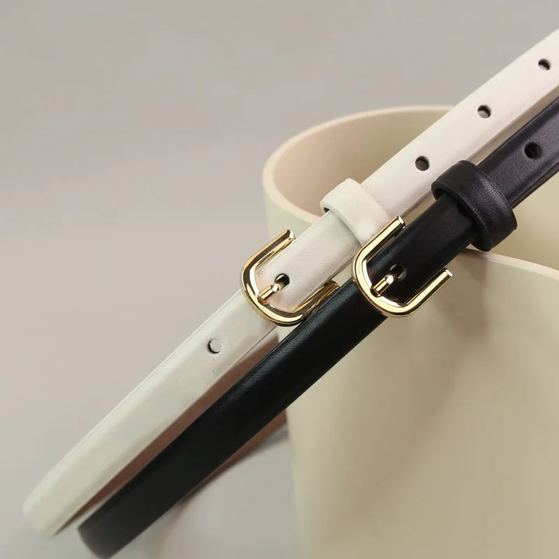 Semicircular needle buckle thin belt 2024 first layer cowhide with the same thin belt versatile and high texture