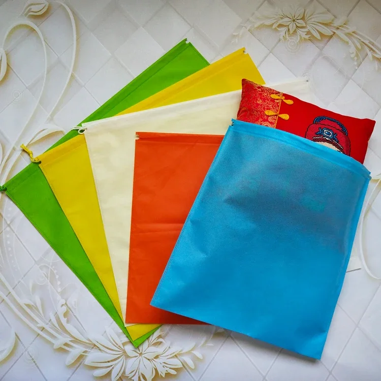 20 pieces colors Super large size double thick  fabric eco drawstring string bag drawstring string eco reusable non woven bag