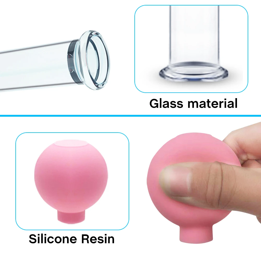 Gumowe bańki do masażu ciała z szklanymi przyssawkami próżniowymi, antycellulitowy masażer do twarzy i ciała - narzędzie do pielęgnacji skóry.