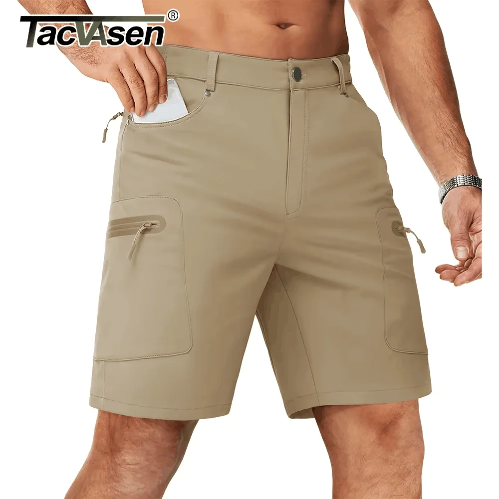 

TACVASEN Summer Cargo Shorts Men's Quick Dry Hiking Fishing Shorts Multi-pockets Stretch Waist Casual Shorts Outdoor Male