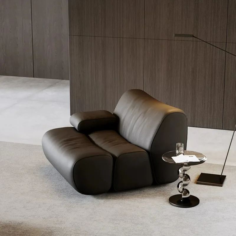 

Italian minimalist light luxury high-end modern living room balcony sofa chair leisure single seat