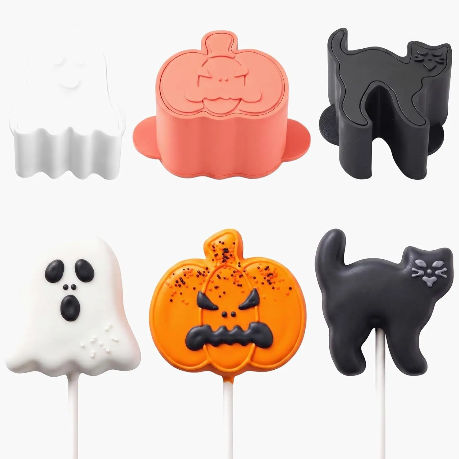 3 Pcs Halloween Cake Pop Mold Set for Chocolate Lollipops Treats - Halloween Party & Home Baking Essentials for Birthday Parties