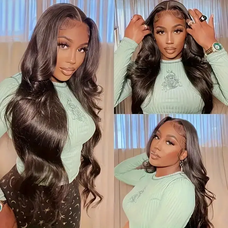 Rosabeauty HD Body Wave Nature Color 13X6 Transparent Lace Frontal Wig 13X4 Front Human Hair Glueless Wig 250 Density