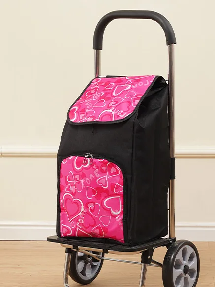 quiet-stainless-steel-hand-pull-shopping-cart-large-capacity-convenient-vegetable-buying-car-for-middle-aged-and-elderly-home